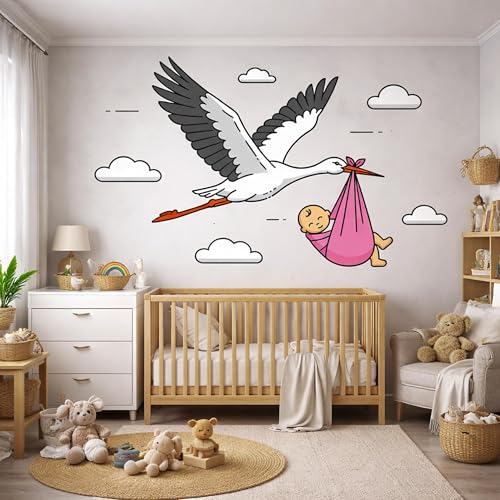 Vinilo decorativo Stork Delivering Baby Girl 118 cm