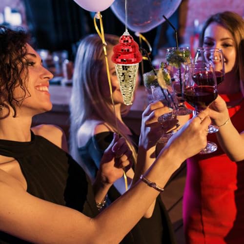 Adornos de bola espejada con forma de helado para fiestas, decoración colgante para salas, discotecas y eventos miniatura 2