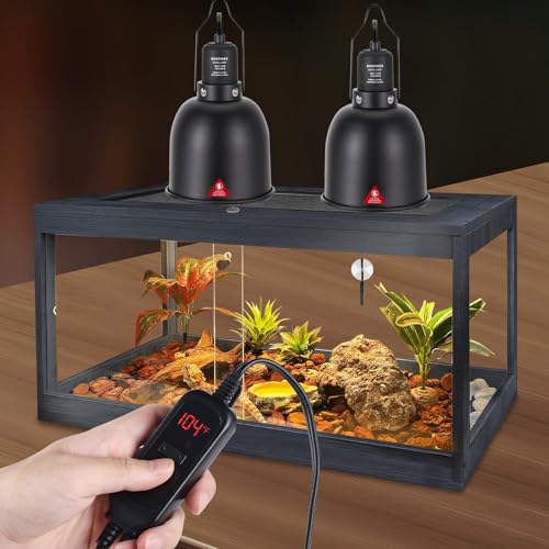 Image of DXOPHIEX 5.5 inch Reptile Heat Lamp Fixture with Dimming Thermostat | Reptile Light Fixture Max 100W,Thermostat with Temperature Controller for Bearded Dragon,Turtles,Snake and Lizard Terrarium