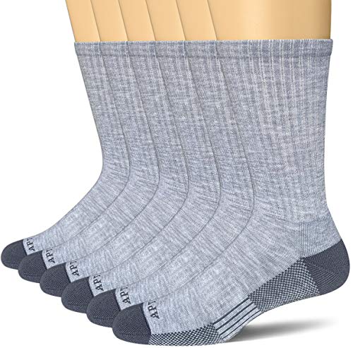APTYID Men's Moisture Control Cushion Crew Work Boot Socks 6 Pack