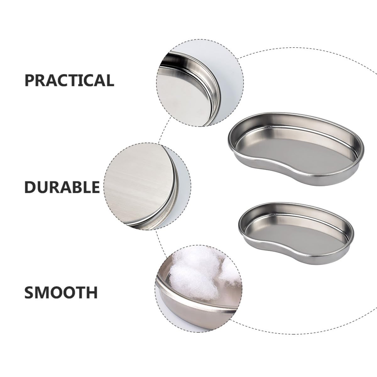 SHINEOFI Plateau INOX Incurvé en Acier Inoxydable 2pcs pour Hospital, Facile à Nettoyer Rebord Surélevé Anti-débordement, pour Fournitures pour Services Dentaires