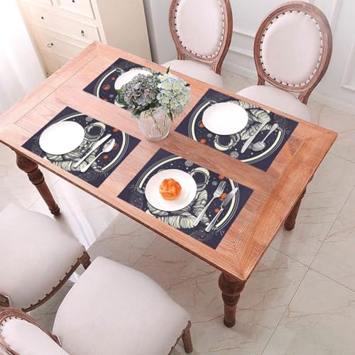Set de table vinyle résistant chaleur tapis table lavable cuisine salle à manger astronaute