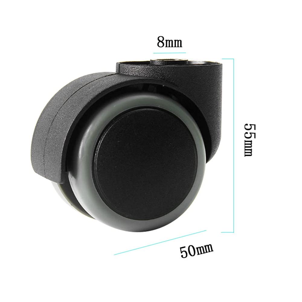 FREAZE 5 Ruote Girevoli Senza Stelo 50mm Ruote Silenziose Gemellate, Diametro Del Foro 8 Mm, Rotelle Di Ricambio Per Sedia Ufficio (Color : B)