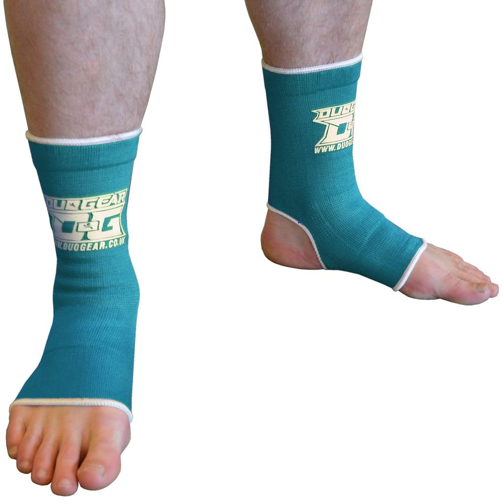 DUO GEAR MUAY THAI ANKLE SUPPORTS KICKBOXING MMA MARTIAL ARTS FOOT BRACE (Kids - Adults) (XS - L) (Teal Blue, X-Small)