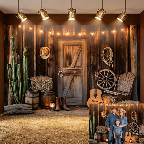 Western Cowboy Backdrop 7x5ft WildWest Rustic Barn Rodeo Photography Banner