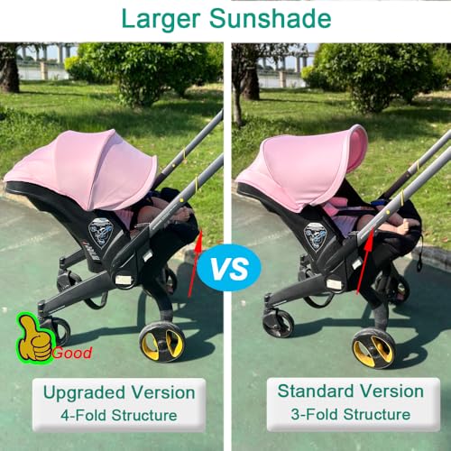 Image of Stroller Accessory Washing Kit Textile Set, Colorful Canopy & Water Resistance Soft Cushion Compatible with DOONA CAR SEAT Strollers (Pink & Black)