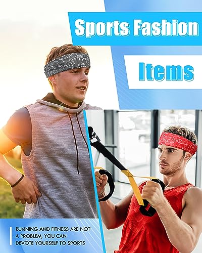 Image of 18 Pcs Sports Sweatbands for Men Women Camo Headbands Workout Non Slip Headbands Breathable Head Band Fitness Stretchy Unisex Hairband for Yoga Running Cycling Ball
