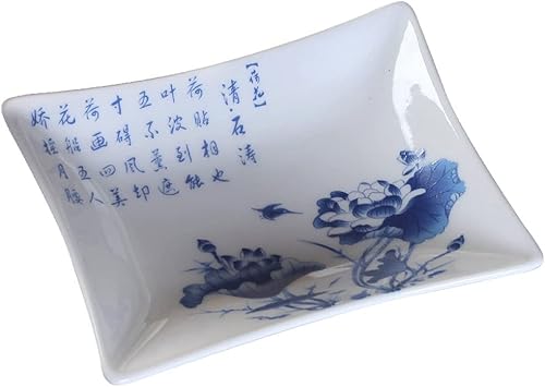 Jabonera decorativa de porcelana azul y blanca vintage para baño y ducha, 1 jabonera de cerámica