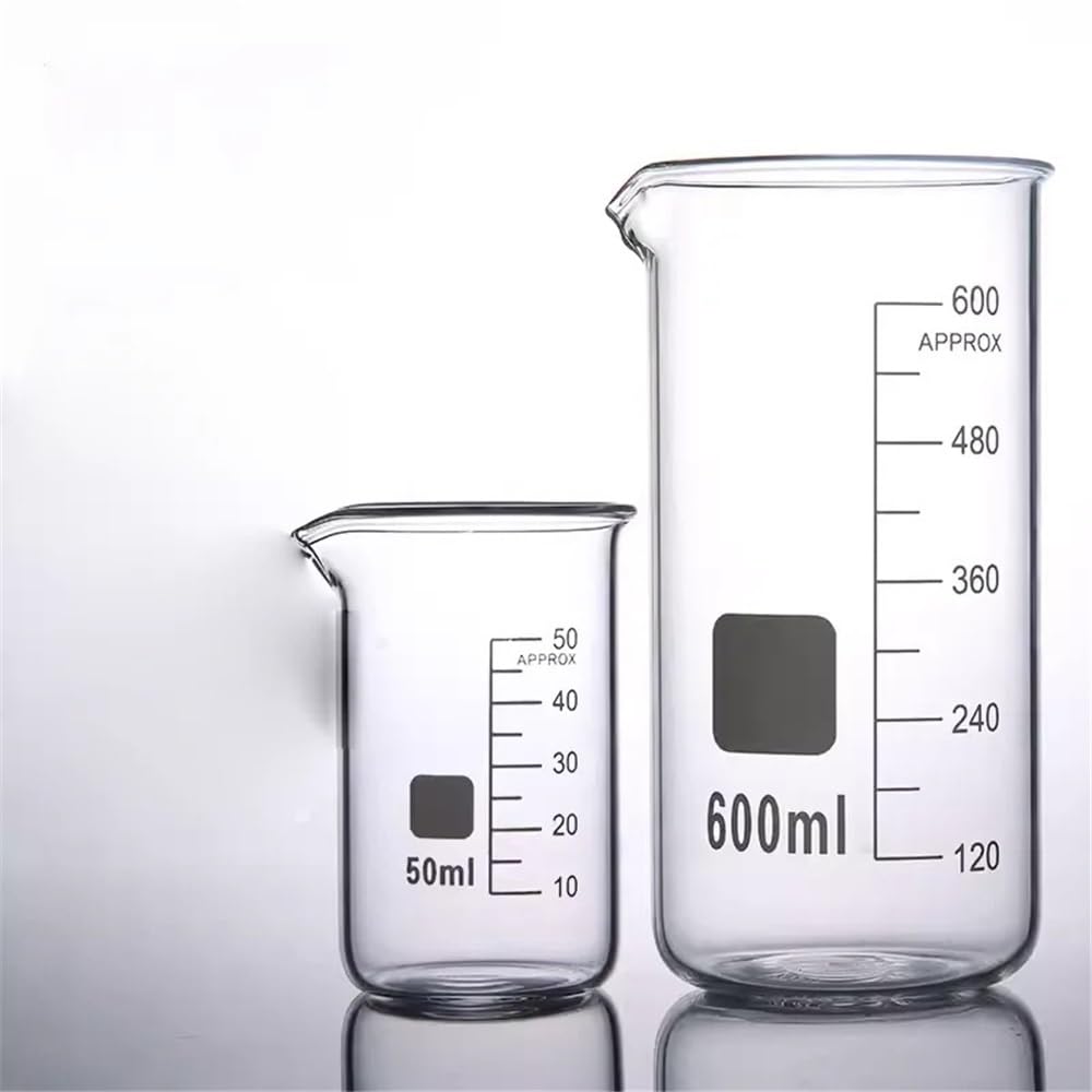 Cristalería de Laboratorio Vaso de precipitados alto de vidrio graduado resistente a altas temperaturas de 50/100/150/250/300/500/800/1000 ml/2000 ml(800ml 2pcs)