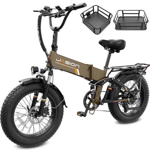 Jasion Hunter Pro Electric Bike for Adults, 720WH Removable Battery, 1800W Peak Motor, Max 30+MPH, 20''×4.0 Fat Tire, App Control & Full Suspension E-Bike, Hydraulic Brakes Folding Bicycle, 2PCS Ebike