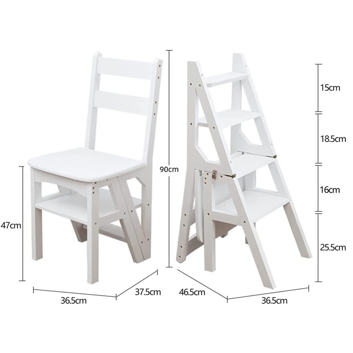 Chaise d'échelle de bibliothèque Pliante en Bois 2 en 1, escabeau Multifonctionnel Portable léger, escabeaux à 4 marches, escabeaux à Double Usage Chaise d'échelle de bibliothèque Pliante en Bois 2 en 1, escabeau Multifonctionnel Portable léger, escabeaux à 4 marches, escabeaux à Double Usage