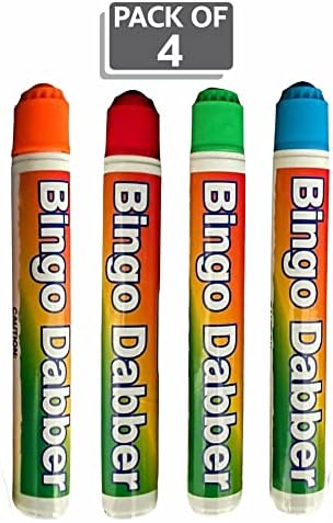 Bingo Pens Dabbers Non Toxic Paint Marker Dinky Dabbers Bingo Kids Gift Dot Markers For Playing Tickets Cards Game Or Preschool Learning With Toddlers Kids Children Assorted Colors (Pack Of 4)