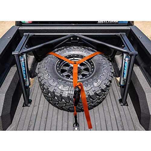 Spare Tire Strap, 3 Point Ratchet Y Strap for UTV,ATV,Truck Bed Roof Rack Spare Tire Mount,1.5 inch Wide Adjustable Tire Tie Down Strap Over The Wheel with 3 Safety Clip Hooks - Thumbnail 7