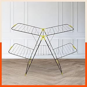 Bathla Mobidry Neo+ 2-Level Foldable Alloy Steel Cloth Drying Stand for Home with Socks Holder (XL) (Made in India)