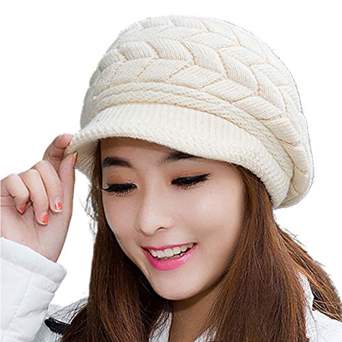 RIsxffp Couleur Unie Chaud Tricot Béret Bonnet Souple Bonnet Souple Extensible Câble Ski Crâne Casquette Pour Les Femmes Beige Cover