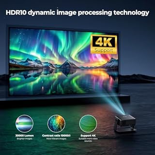 Proiettore Compatibile con Netflix 28000 Lumen, Einyoumily 4K Supporto 1080P, WiFi 6 e Bluetooth, Proiettore Portatile con Messa a Fuoco Elettrica/Correzione Trapezoidale, Compatibile con 100000 Apps