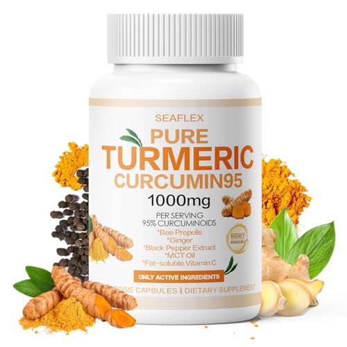Turmeric Curcumin 95 1000mg 95% Curcuminoids Complex with Bee Propolis & BioPerine 120 Capsules High Potency Joint & Antioxidant Support Supplement