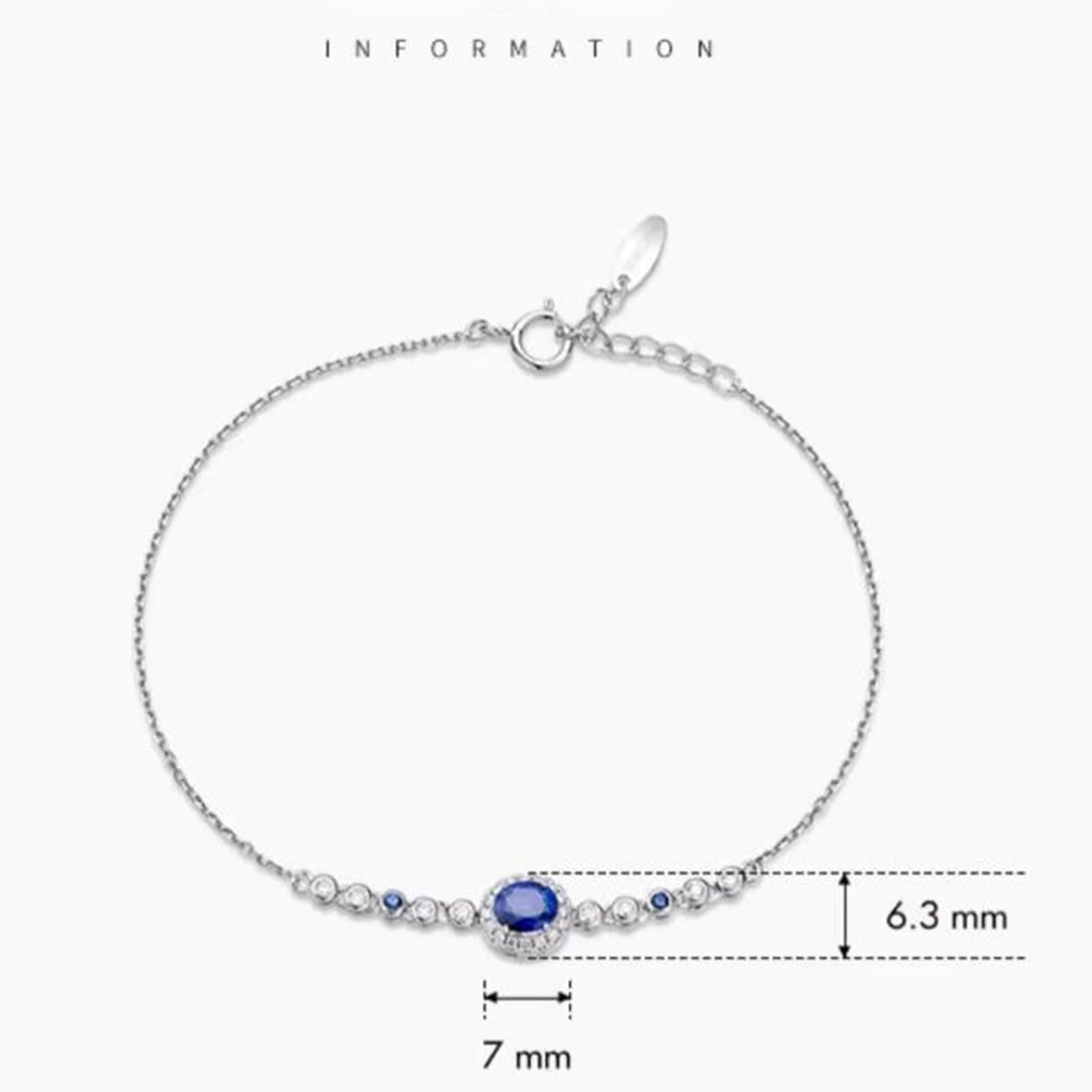 Pulsera para mujer de oro blanco auténtico de 9 K/14 K/18 K, azul de 0,44 quilates, zafiro clásico, corte ovalado, moissanita, pulsera para mujer, oro de 18/14/9 quilates