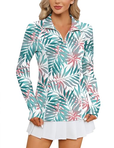 Image of LOMON Women Long Sleeve Shirts Sun Protection 1 /4 Zip Summer Quick Dry Hiking Shirts Quarter Zip Pullover for Women