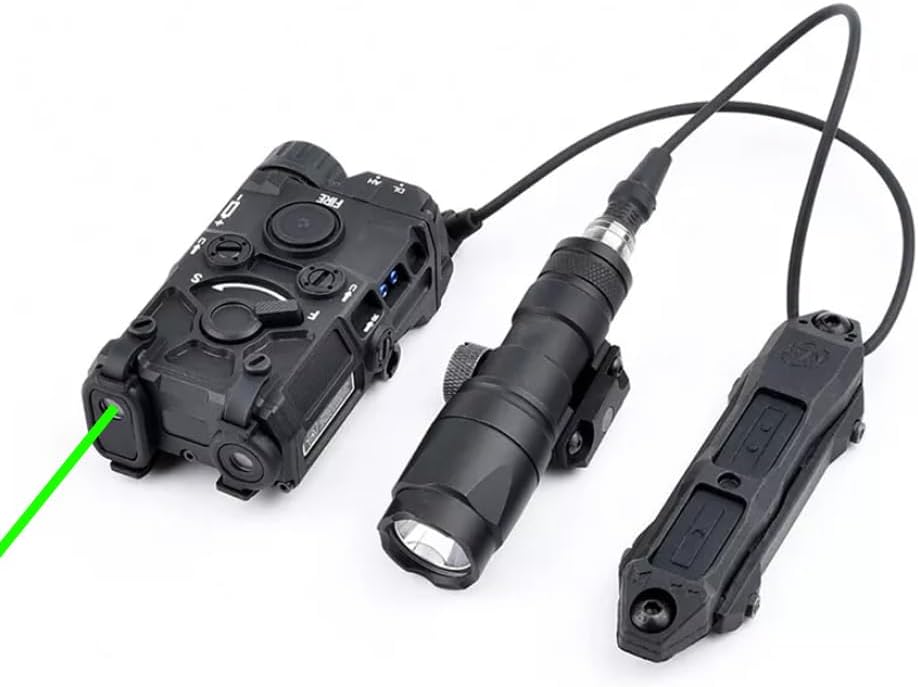 Nylon Og Laser Sights Box(with IR Laser+Red/Green/Blue Laser + White Flashlight), and M300A Strong LED Flashlight, and Modular Wire Remote Pressure Switch(SF+Crane Plug) Combo,Black