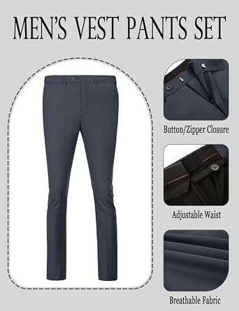 Men's Suit 2 Piece Vest Pant Set Slim Fit Dress Suits for Wedding