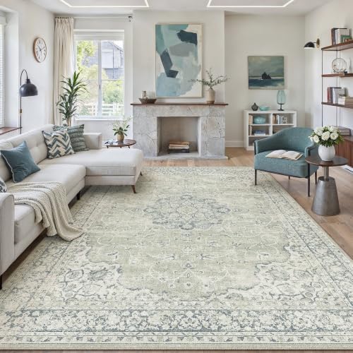 PureCozy Grün Teppich Wohnzimmer 200x300cm Waschbarer Wohnzimmerteppich | Rutschfest Kurzflor,Weich Teppiche,Wohnzimmerteppich,Schlafzimmer,Esszimmer,Büro,Kinderzimmer