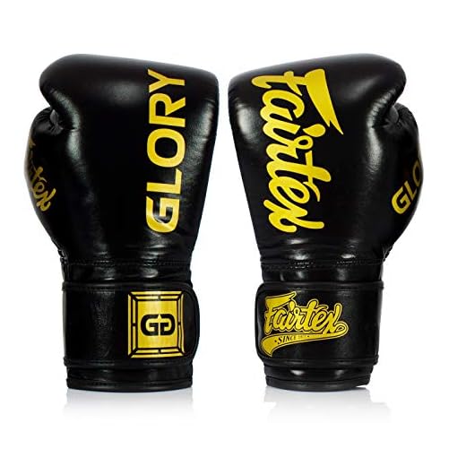 Fairtex Boxhandschuhe Fairtex X Glory - Schwarz - Boxhandschuhe für Kickboxen Sparring Muay Thai aus Leder - Handgefertigt in Thailand - Offizielle Glory Kickboxing Boxhandschuhe (12oz)