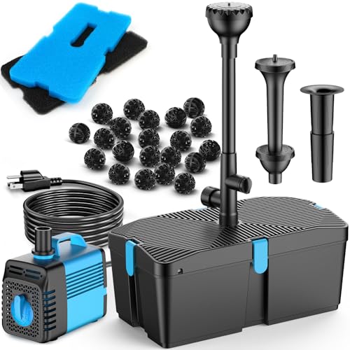 FEOXSHAL Filtro de estanque con kits de bomba para fuente, bomba de estanque de 50 W y kit de filtración con bomba de agua sumergida