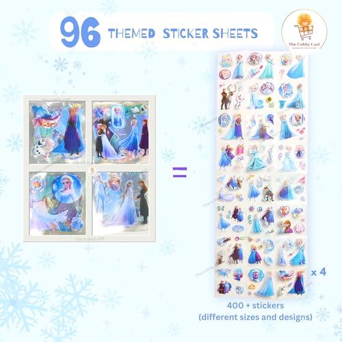 Image of Snow Princess Kawaii Self Adhesive Stickers -96 Sheets Cute Washi for Project, Snowy Wonderland Girls 400+ Stickers Set, Scrapbooking, DIY Arts Crafts (Assorted Design) 18 * 18cm, PVC