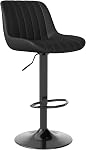 Youhauchair Bar Stools Set of 1, Swivel Counter Height Barstools with Back, Adjustable PU Leather Bar Chairs, Modern Armless Kitchen Island Stool, Black | Swivel, Counter Height, Back & Footrest, Armless, PU, Modern, Kitchen Island Stool, Upholstered