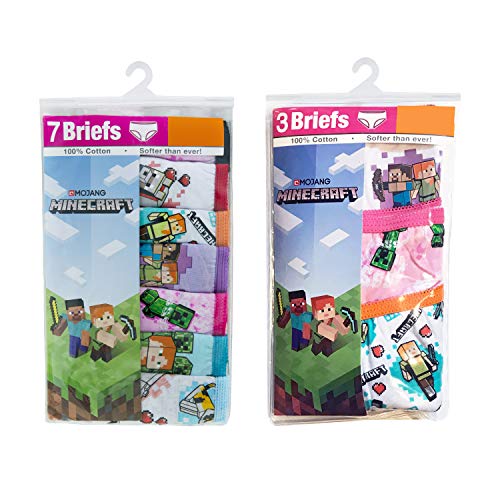 Minecraft Girls' 100% Cotton Underwear and Super Soft Hipster in Size 4, 6, 8, 104