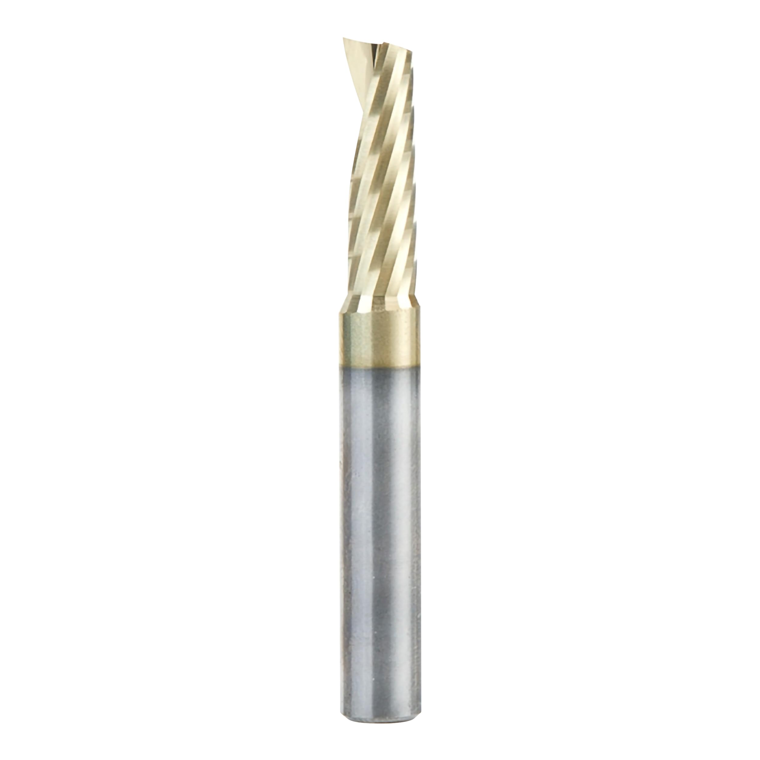 Amana Tool CNC Solid Carbide Spiral O Flute Up-Cut, Aluminum Cutting Router Bit, ZrN Coated, 51377-Z, 1/4 D x 3/4 CH x 1/4 SHK x 2 Inch L