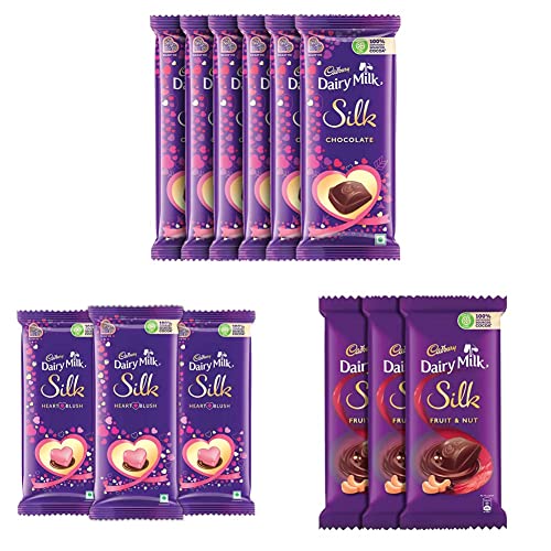 Cadbury Dairy Milk Silk Valentine Chocolate Bar, 5 x 60 g & Dairy Milk