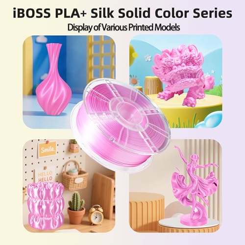 Image of iBOSS Silk Filament PLA+ 1.75mm Clog-Free Shiny 3D Printer Filament, 1kg Spool (2.2lbs), Dimensional Accuracy + /- 0.02 mm, Fit Most FDM Printer(Silk Pink)