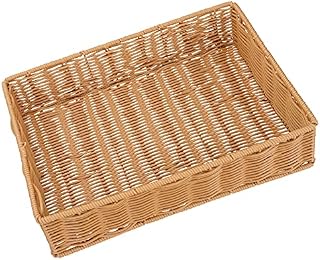 Tomaibaby Rattan Serving Tray Rectangular Wicker Woven Fruit Basket Bread Vegetable Baskets for Kitchen Countertop Picnic
