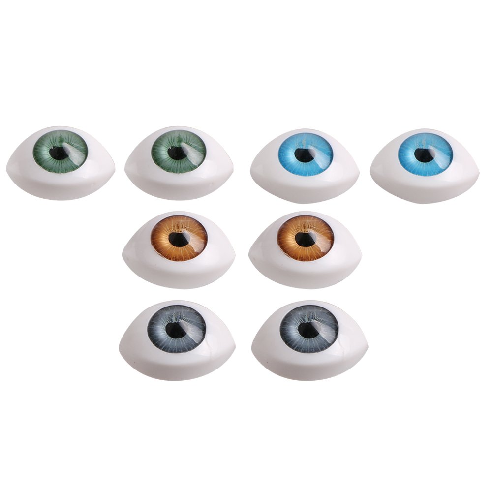 ZJ-Light Doll Mask DIY Plastic Eyes with Oval Hollow Back Exquisite Lifelike 4 Color Pack of 8 (12mm)