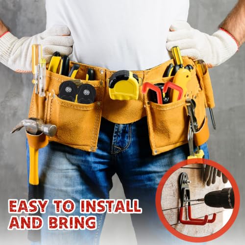 Image of Landhoow 26 Pcs Large Magnetic Hooks Heavy Duty Garage Magnet Hooks Strong Storage Utility Magnetic Hangers with Anti Slip Rubber Coating for Indoor and Outdoor Hanging (Orange)