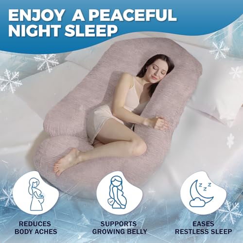Image of Pregnancy Pillows for Sleeping - 57-Inch Maternity Pillow for Pregnant Women with Removable Washable Cover - Support for Back, Belly, Neck, Legs, & Hips - V C U Shaped Full Body Pillow