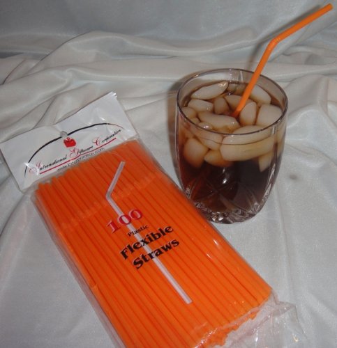 Pitillos flexibles naranja 200 unidades IGC miniatura 2