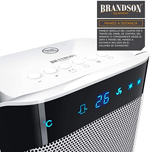 Brandson - Calefactor con Mando a Distancia - Calefactor cerámico para Cuarto de baño de bajo Consumo - Calentador rápido con función oscilante - 2 Niveles de Calor - Temporizador - Calentador - - imagen 4