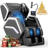 NAGLIFOR Massagesessel, Ganzkörper-Massagestuhl mit 14 Rollen, 8 Airbags Massage, Heizfunktion, Fußmassage, Bluetooth-Lautsprecher, Touch-Fernbedienung
