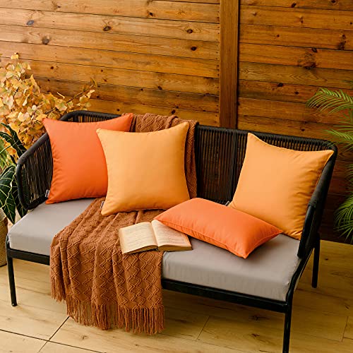 Miulee Pack Of 2 Decorative Outdoor Waterproof Fall Pillow Covers Square Garden Cushion Sham Throw Pillowcase Shell For Patio Tent Couch 18X18 Inch Orange #TOP4
