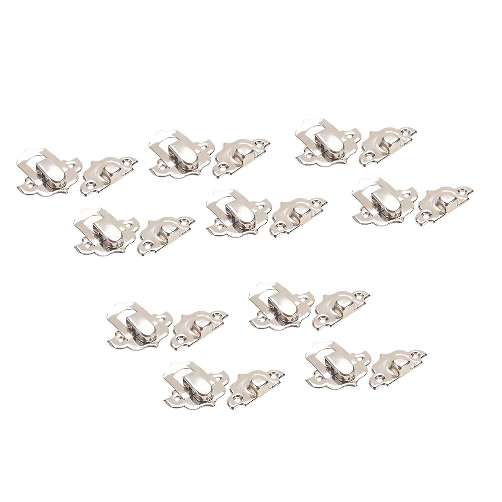 MroMax Box Latch, Small Size Sliver Decorative Hasp Jewelry Cases Catch w Screws 10 Sets
