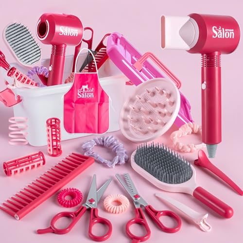 ALIVTAII ごっこ遊び キッズヘアサロンおもちゃセット ドライヤー付…