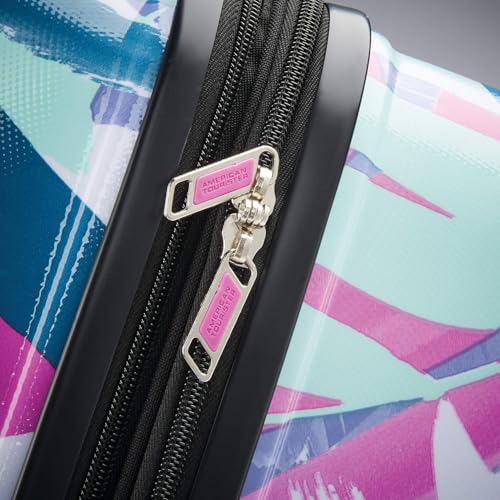 Image of American Tourister Moonlight Hardside Expandable Luggage with Spinner Wheels, Palm Trees, Checked-Medium 24-Inch