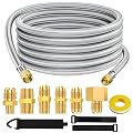 GasXpert 20 Feet High Pressure Braided Propane Hose Extension with Conversion Coupling 3/8" Flare to 1/2" Female NPT, 1/4" Male NPT, 3/8" Male NPT x Male Flare for Heater, Grill, Fire Pit, Stove