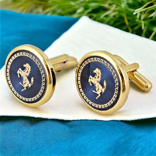 Vintage Horse Round Sleeve Button Formal Cuff Wedding Cufflinks Pair