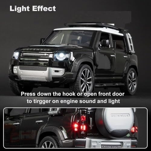Image of Range Rover Defender 1:32 Scale Model Car Exclusive Alloy Metal Pull Back Die-cast Car Metal Pullback Toy car with Openable Doors & Light Music Best Gifts Toys Kids【Colors as Per Stock】