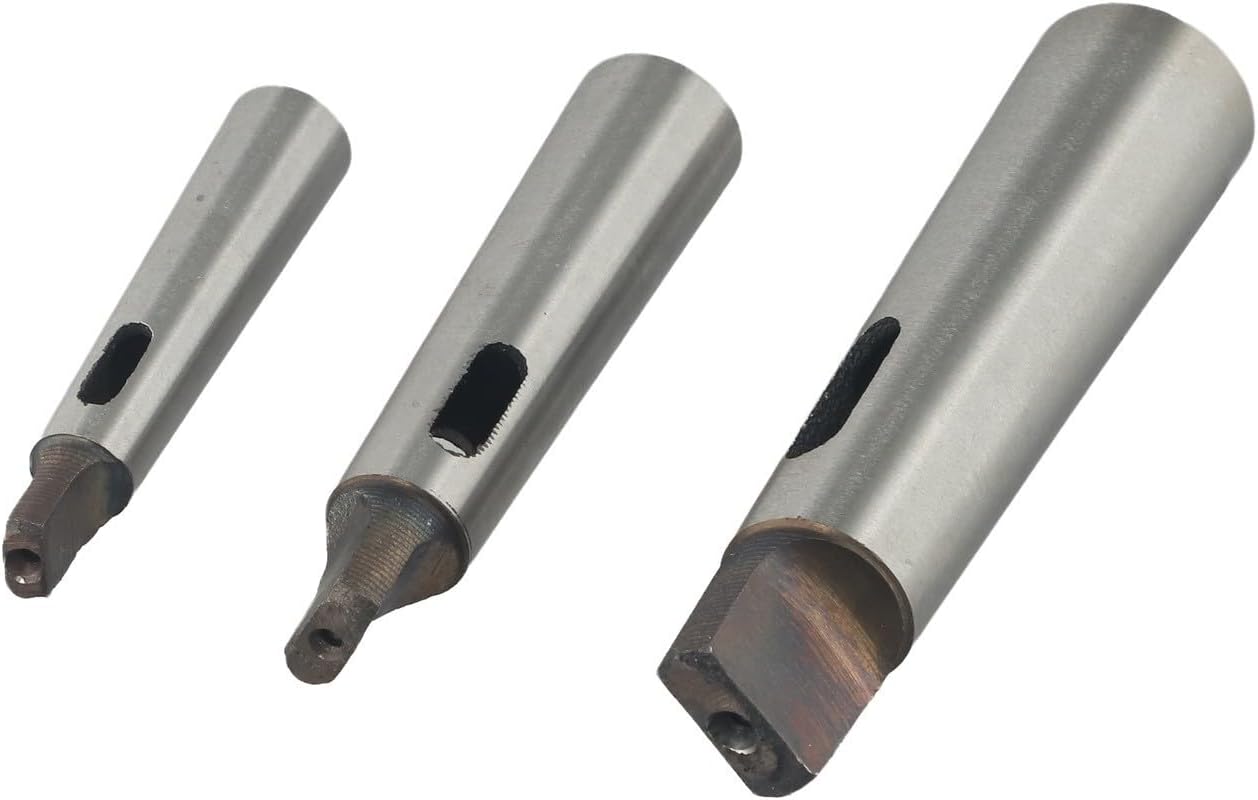 3pcs Taper Adapter Set MT1-MT2, MT2-MT3, MT3-MT4 Reducing Drill Chuck Sleeve for Lathe Milling Machine, 45# Steel HRC58 Hardened Toolholding
