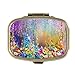 Vintage Flower Abstract Floral Watercolor Painting Custom Fashion Bronze Tone Rectangular Pill Box Medicine Tablet Holder Wallet Organizer Pocket Case